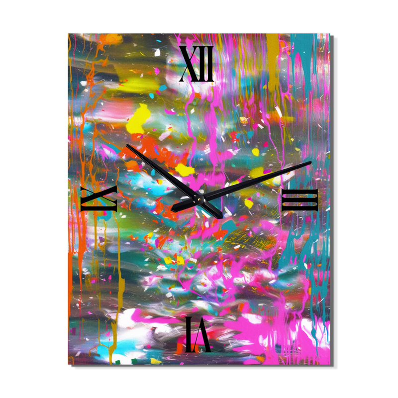 Beautiful Life Summer Joy Abstract Expression II - Peinture abstraite horloge murale moderne, Très grand