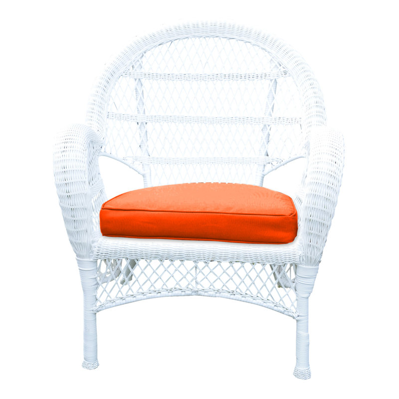 Bynum Wicker Outdoor Lounge Chair, Orange, White