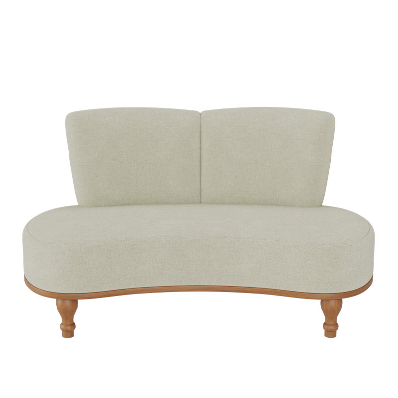 Upholstered Bench With Wooden Legs, Ivory