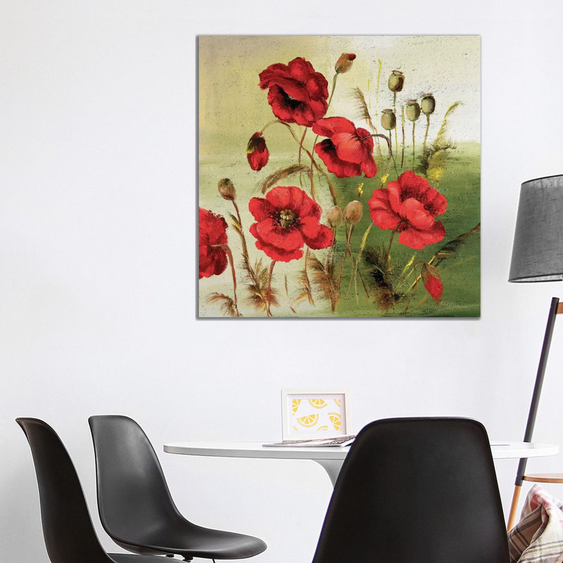 Red Poppies Composition I by Katharina Schöttler - Wrapped Canvas Painting, 93.98 cm H x 93.98 cm W x 1.91 cm D