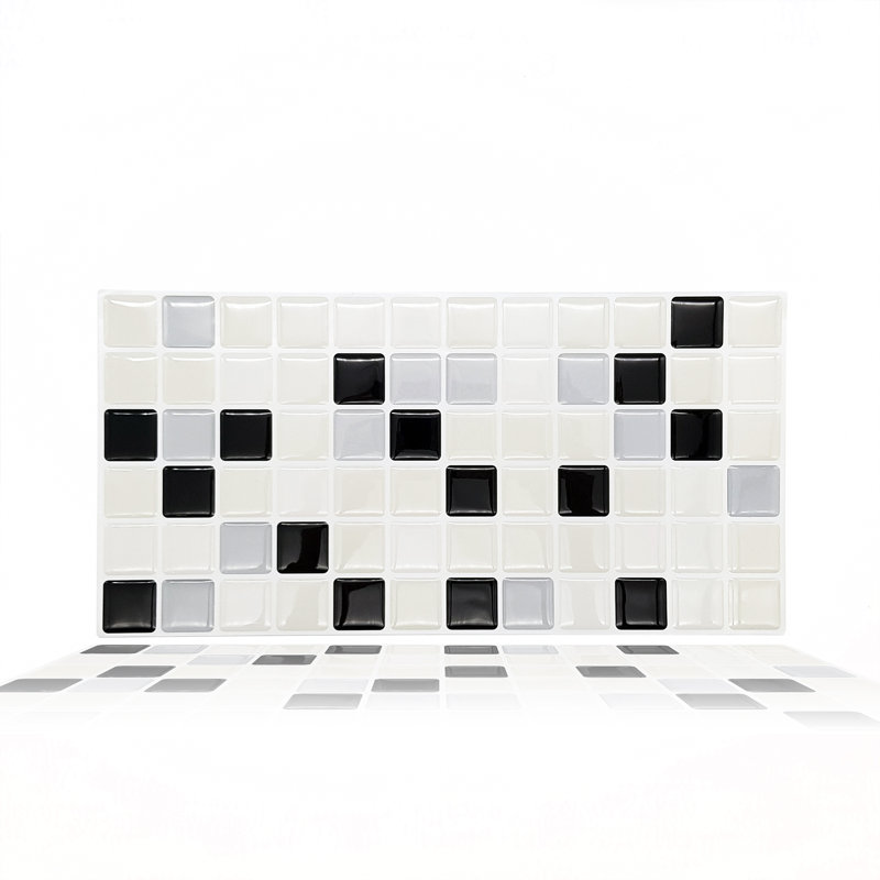Ariannie Glitter Mosaic 3D Sticker Tile 30 x 15cm, Black/White