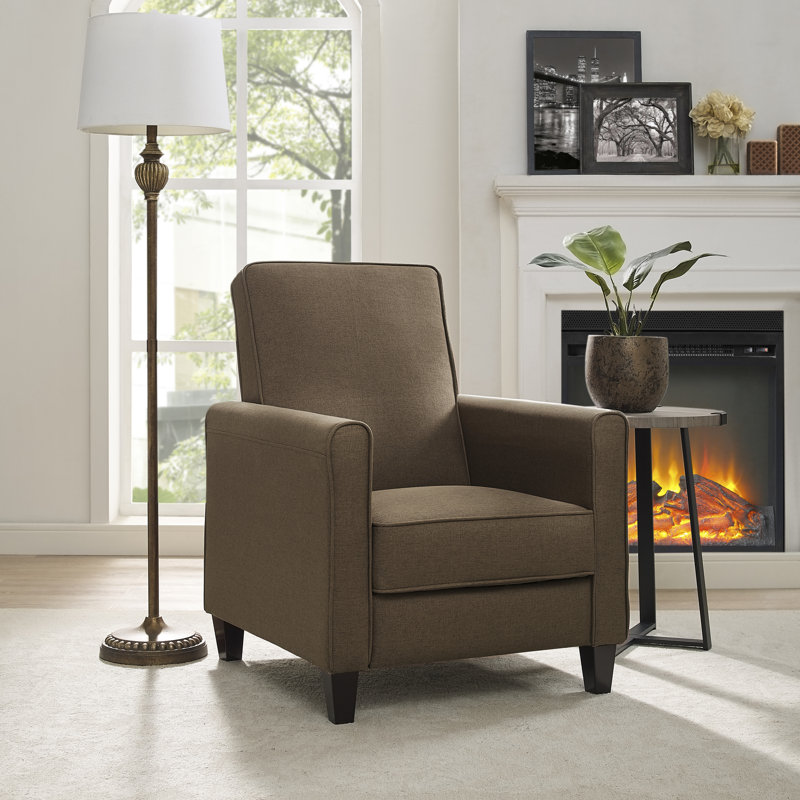 Ahzaria Upholstered Recliner, Manual Recliner Chair, Pushback Recliner, Upholstered Armchair for Living Room, Chocolate Linen