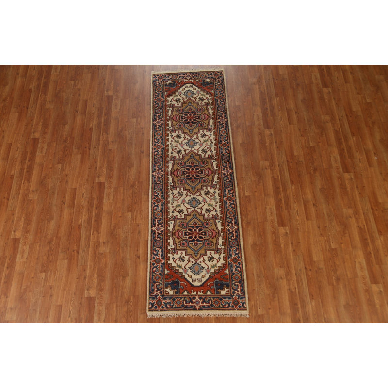 Tapis de couloir géométrique ivoire traditionnel 3 x 8