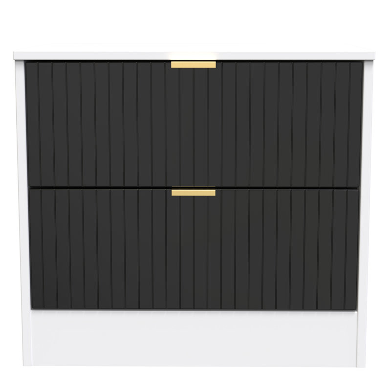 Berklie 58cm W Manufactured Wood Bedside Table, Deep Black/White