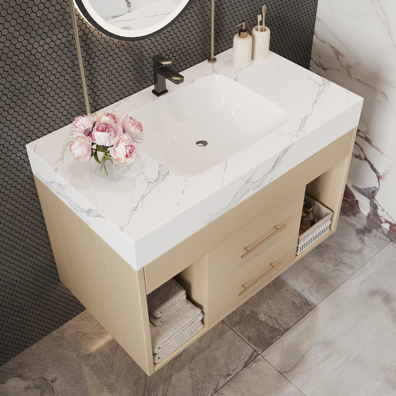 Meuble-lavabo moderne compact avec évier en céramique