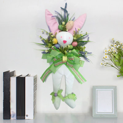 Couronne de lapin de Pâques, décoration murale porte colorée, décoration de porte, couronne et porte d'entrée