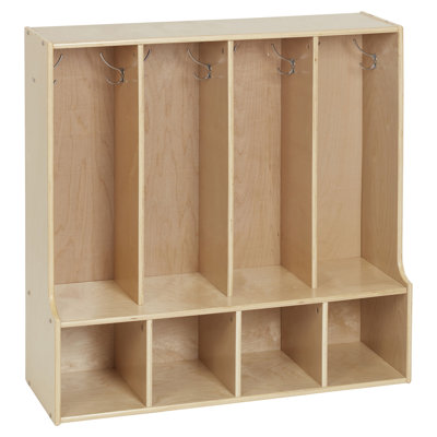 ECR4Kids  Streamline 4-Section Coat Locker with Bench, Toddler Size, Kids Furniture