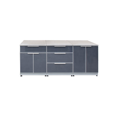 Cuisine d'extérieur Blue Sky Outdoor Living - Ensemble 3 pièces de 90 x 36,75-38,25 po avec acier inoxydable de qualité alimentaire et conception pliable brevetée - OKC3PC