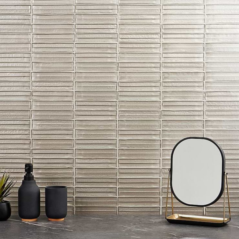 Maya Stacked 12x12 Polished Glass Mosaic Tile, Stacked Dawn