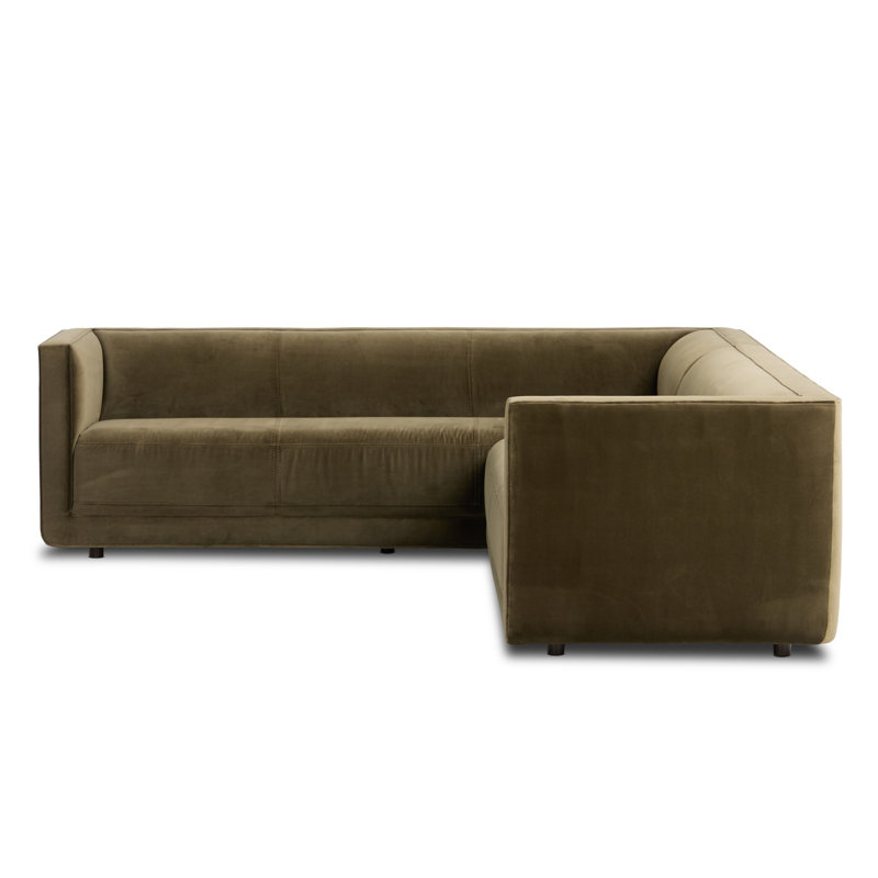 Canapé modulaire en coin 2 pièces Fitch, Orienté à droite, Velours de performance olive