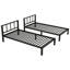 Lit superposé simple en métal noir pour lit simple et pour 3 personnes, peu encombrant, sans sommier