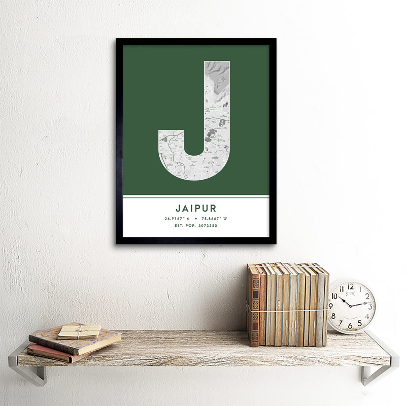 Jaipur India City Map by Wee Blue Coo - Single Picture Frame Typography