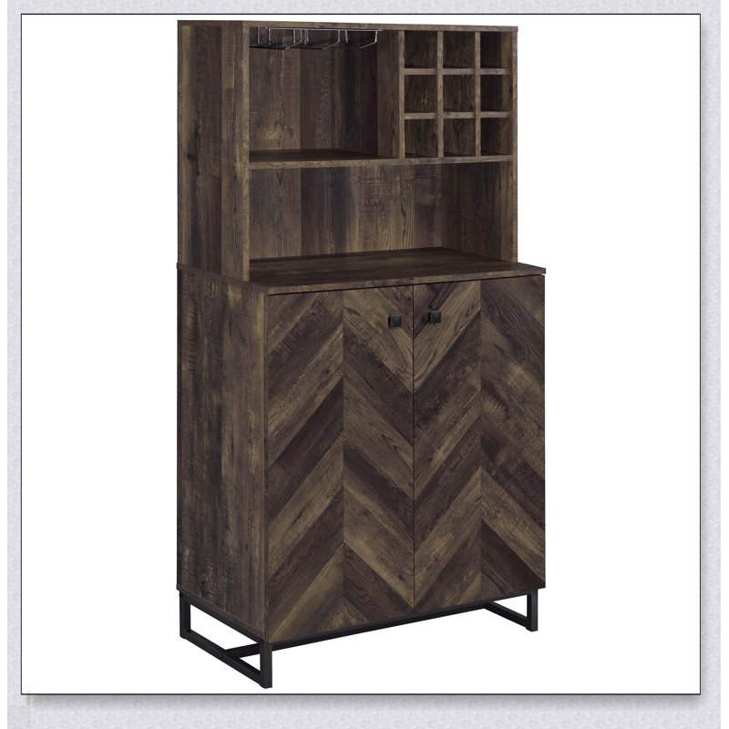 Armoire à vin en chêne rustique à 2 portes avec façade à chevrons Harlie