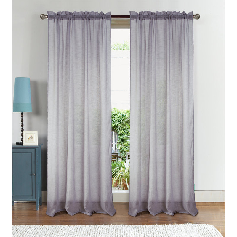 Landrienne Sheer Curtain Single Panel, Silver