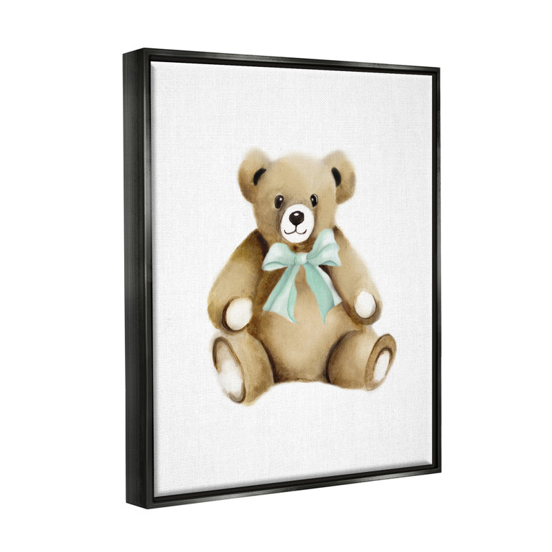 «Sourire d'ours en peluche» par Studio Q - Reproduction sur toile flottante, Cadre flottant noir de jais
