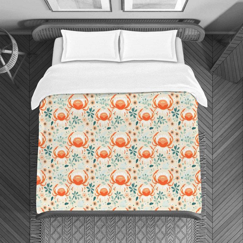 Floral Crab Duvet Cover, Queen Duvet Cover
