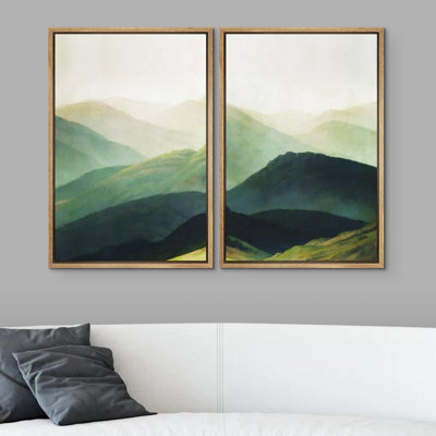 «Geometric Mid-Century Wave Collage», 2 pièces