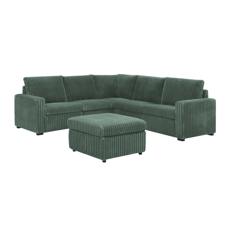 Canapé modulaire inclinable électrique Riaanford, Velours côtelé beige