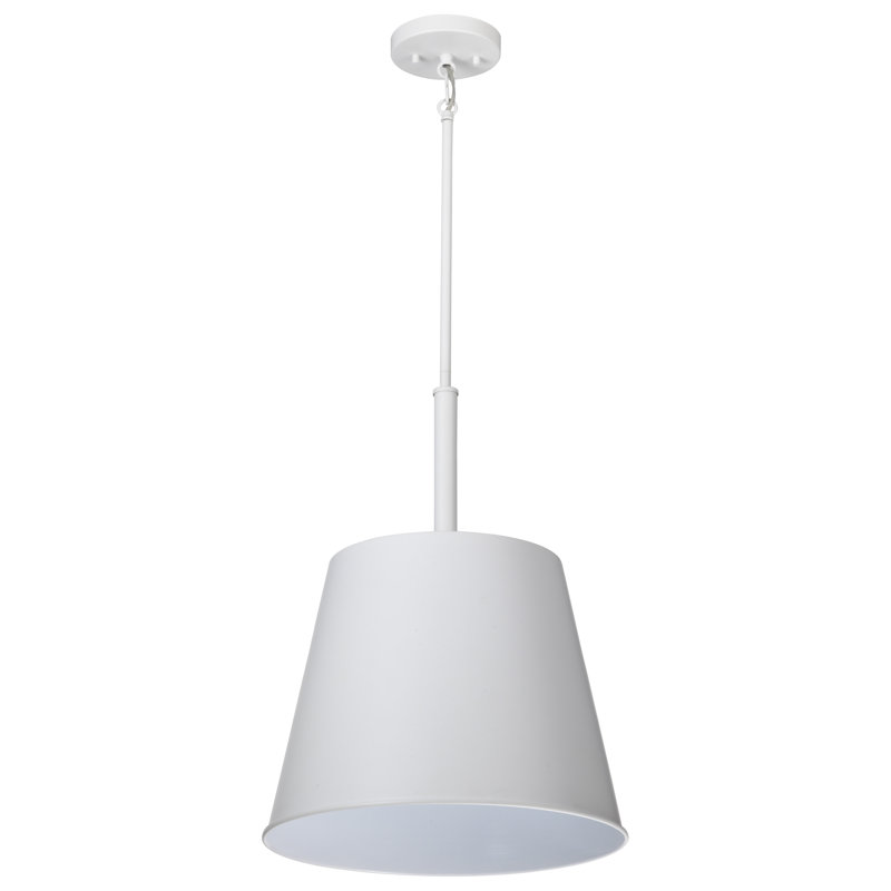 Luminaire suspendu simple à 1 lumière Jahirah, H 20,75 po x l 15 po x P 15 po, Blanc mat