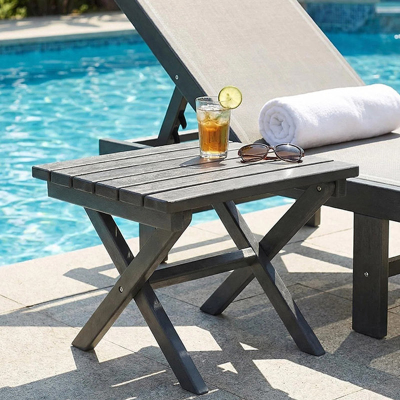 Table d'appoint pliable pour l'extérieur en PEHD toutes saisons Adirondack, Gris