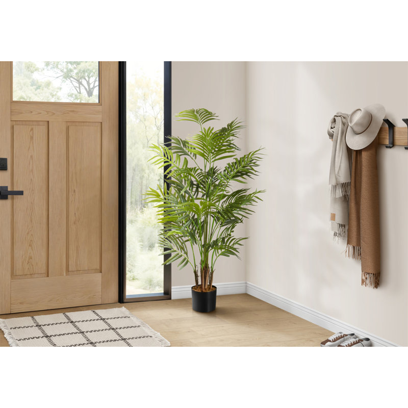 Plante artificielle, 47 po de haut, palmier Areca, intérieur, faux, faux, plancher, verdure, pot, touche réelle, décoratif, feuilles vertes, pot