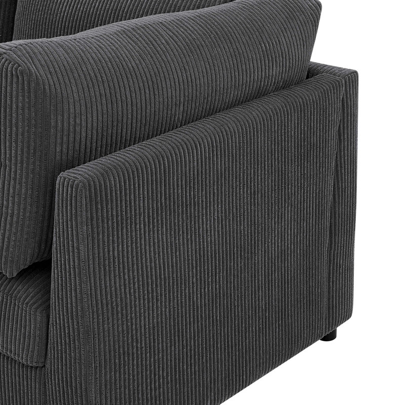 Canapé modulaire réversible en velours côtelé, 98" W, Dark Gray Corduroy
