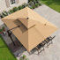 Parasol rectangulaire Sil 11 pi x 9 pi, base avec contrepoids incluse