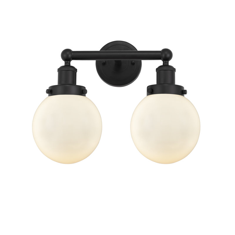 Éclairage pour meuble-lavabo à 2 lumières à intensité variable Alfonsa, Noir mat, Blanc mat