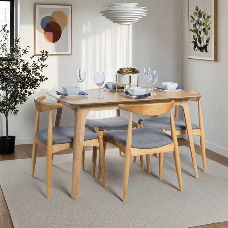 Aubray 4 - Person Four Leg Dining Set, Light Gray