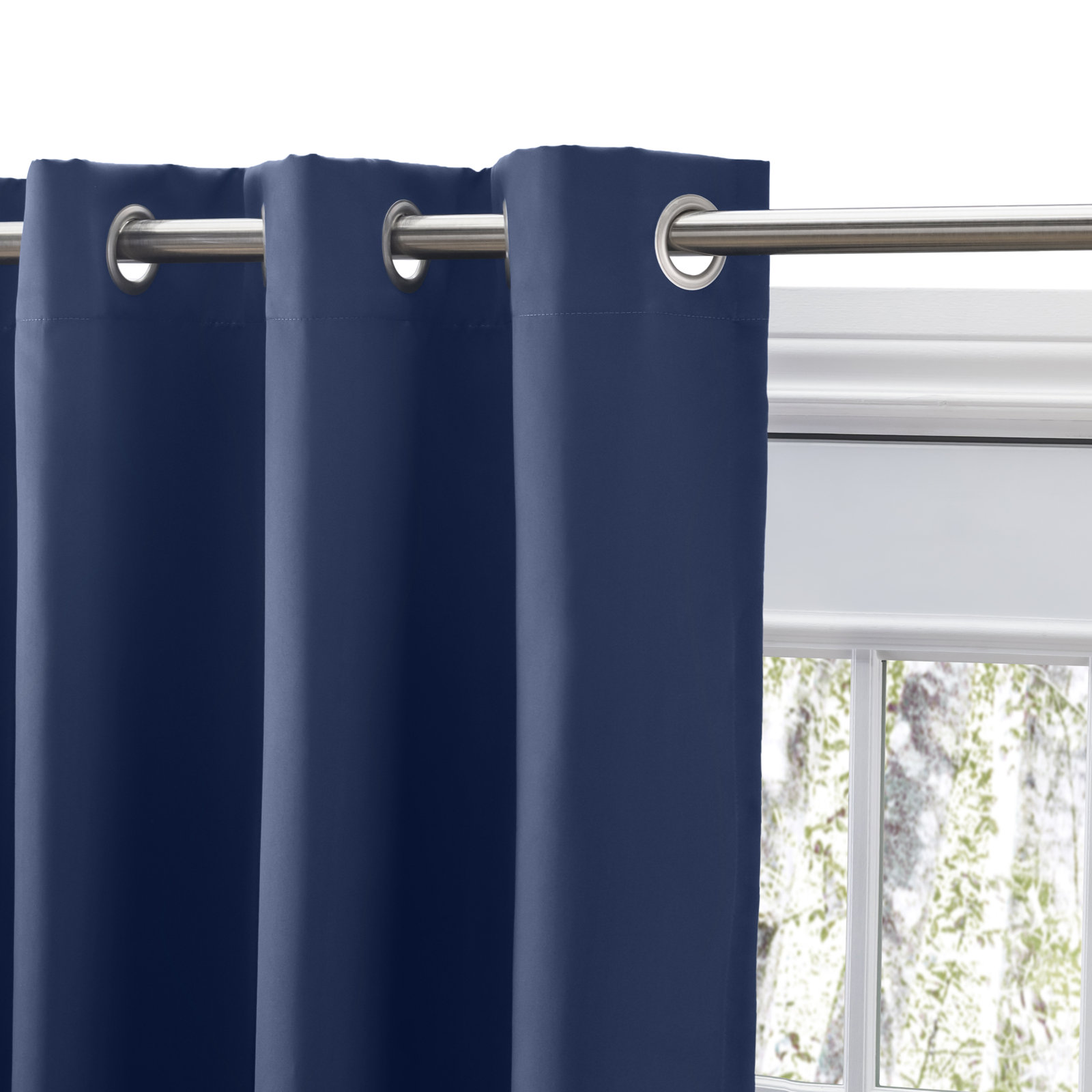 Ardelle Blackout Synthetic Curtain, 56" W x 84" L, Blue with Brushed Nickel Grommets