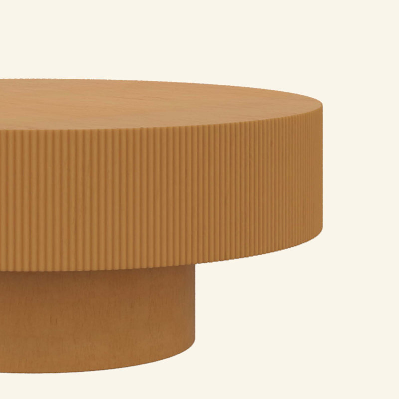 Table basse élégante avec table de bout de 6,8 po d'épaisseur, table de bout tambour moderne, table de bout cannelée minimaliste avec base robuste pour le salon