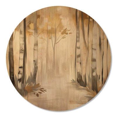 Burren I - art mural rond en bois forêt beige