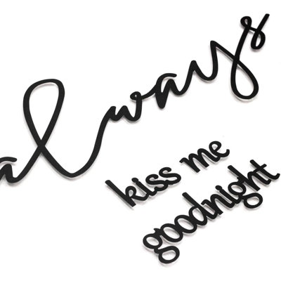 Always Kiss Me Goodnight Metal Wall Art - Romantic Bedroom Decor