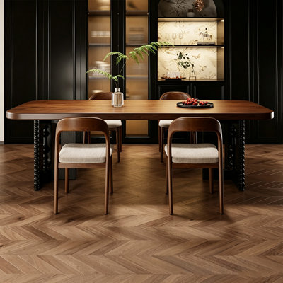 Walnut solid wood rectangular dining table