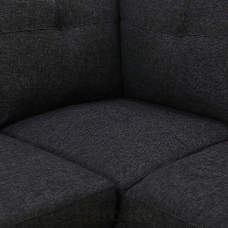 Canapé modulaire en L 2 pièces gris Lénine (méridienne droite)