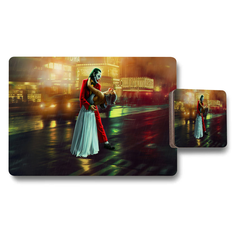 Romantic City Street Night Dance Placemat And Coaster Set