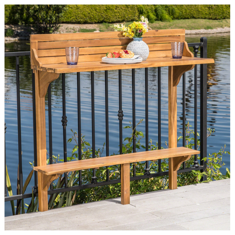 Table de bar pour terrasse en bois d'acacia naturel - 48 po