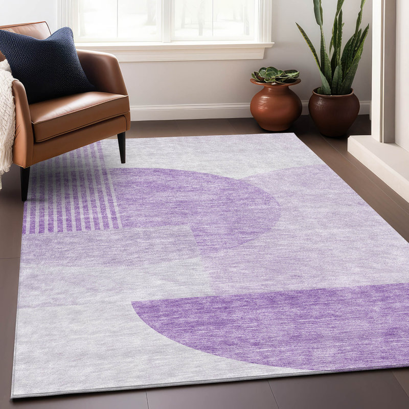 Premium Machine Washable Prisco Purple Rug, Rectangle 10' x 14'
