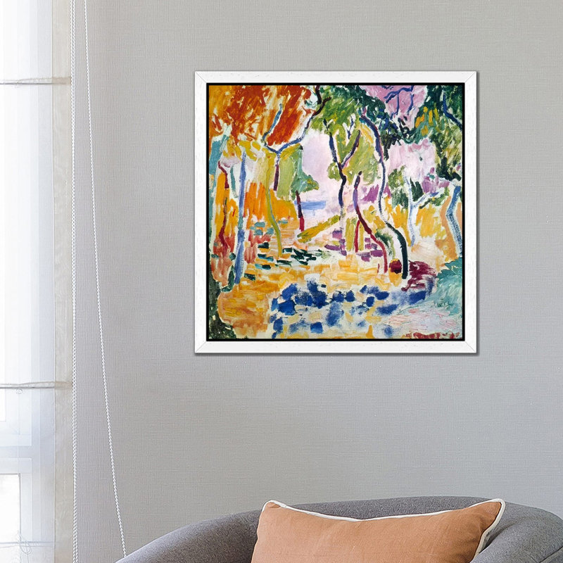 Landscape Near Collioure (Study For Le Bonheur De Vivre), 1905 by Henri Matisse - Floater Frame Painting on Canvas, White