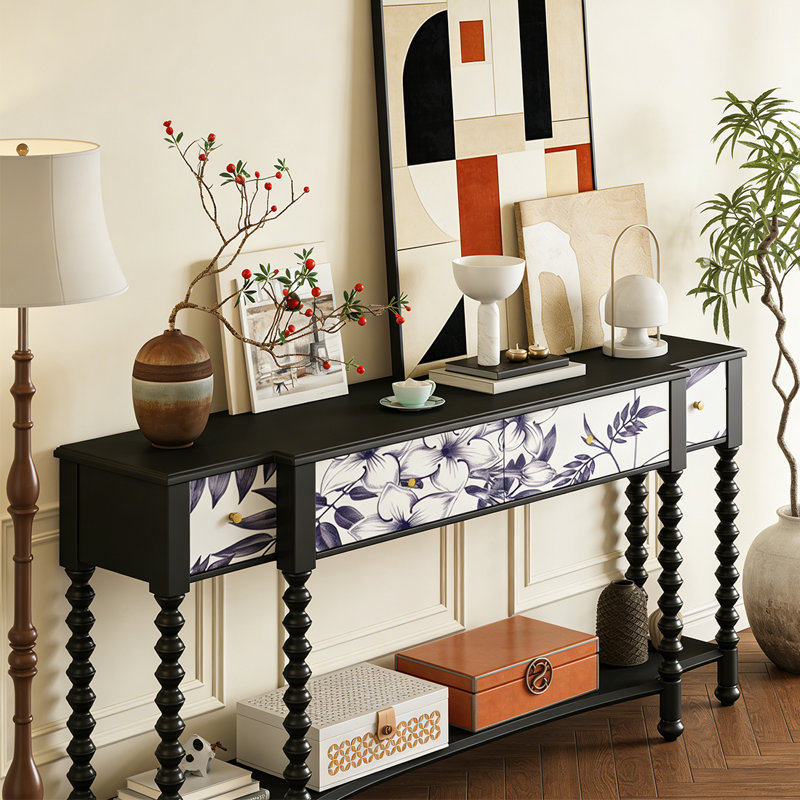 Elegant and retro drawer console table