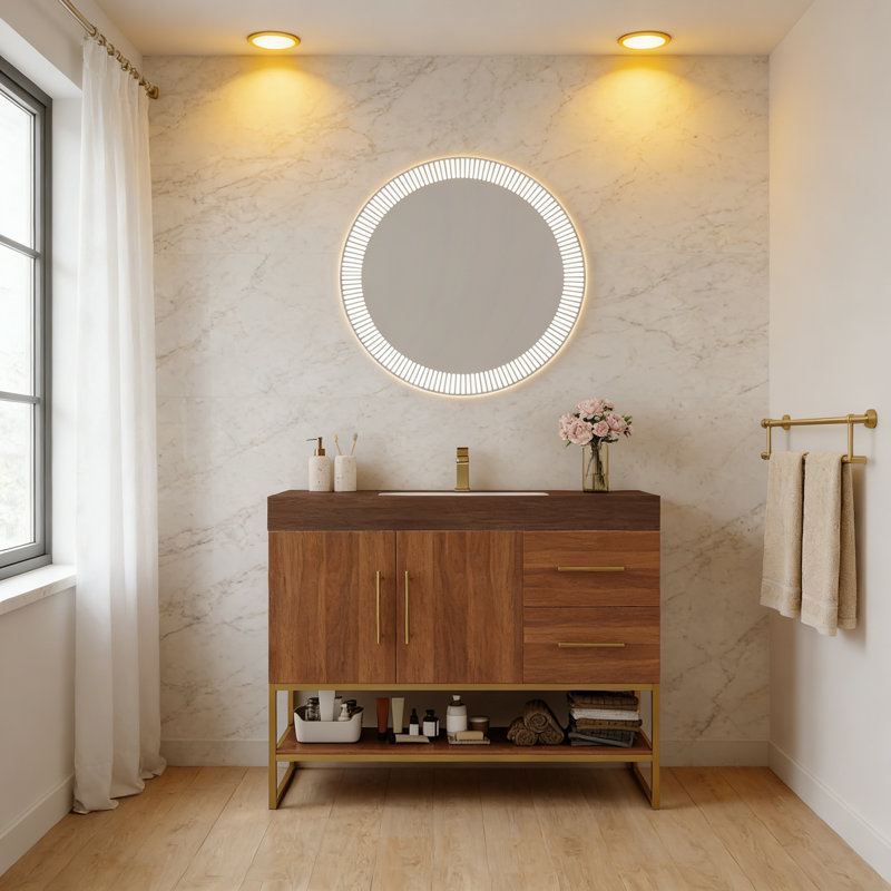 Meuble-lavabo moderne 36 po, Noyer, Noyer