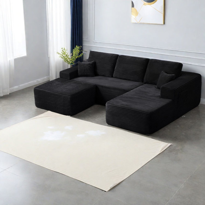 Canapé modulaire moderne avec tissu moelleux, design spacieux pour la maison