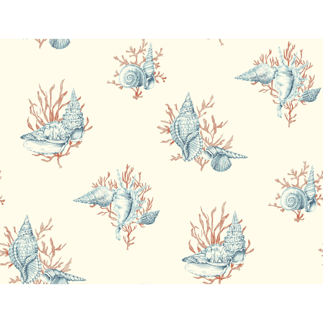 Steelville Shell Toile 27' L x 27" W Wallpaper Roll Highland Dunes 