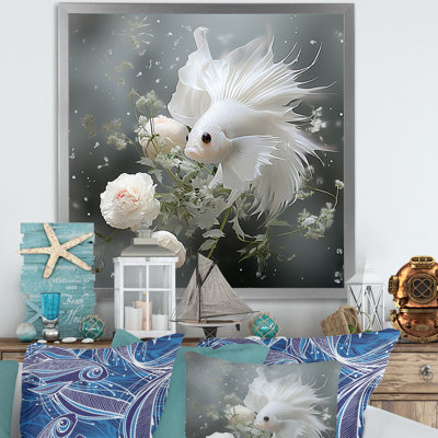 White Butterfly Fish Underwater Realm - Japan Wall Art