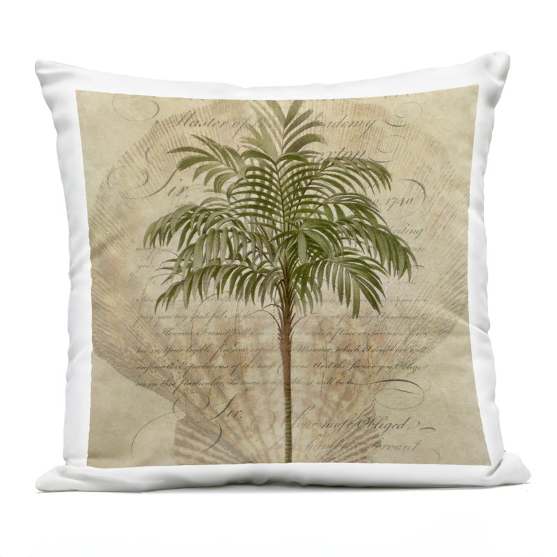 Coussin d'extérieur imprimé palmier Subdued Tropics, par Steve Hunziker, 18 x 7 x 18