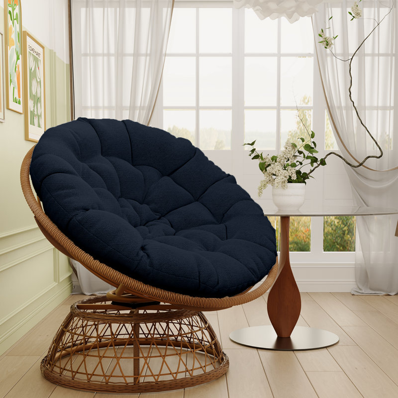 Ahlexus Swivel Wicker Outdoor Lounge Chair, Navy