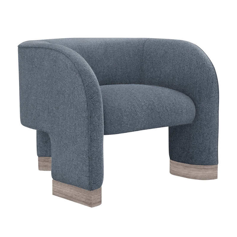Trilogy Upholstered Barrel Chair, Azure Polyester Blend, Light Gray