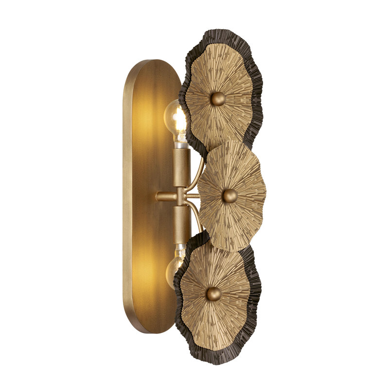 Lincoln 2-Light Wall Sconce in Distressed Gold and Bronze by Breegan Jane