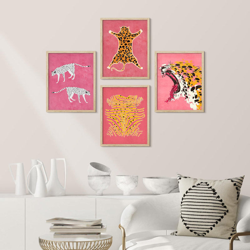 Croquis de tapis en fourrure de guépard africain Jungle, impression sur papier, 4 pièces, Naturel, H 14 po x l 11 po