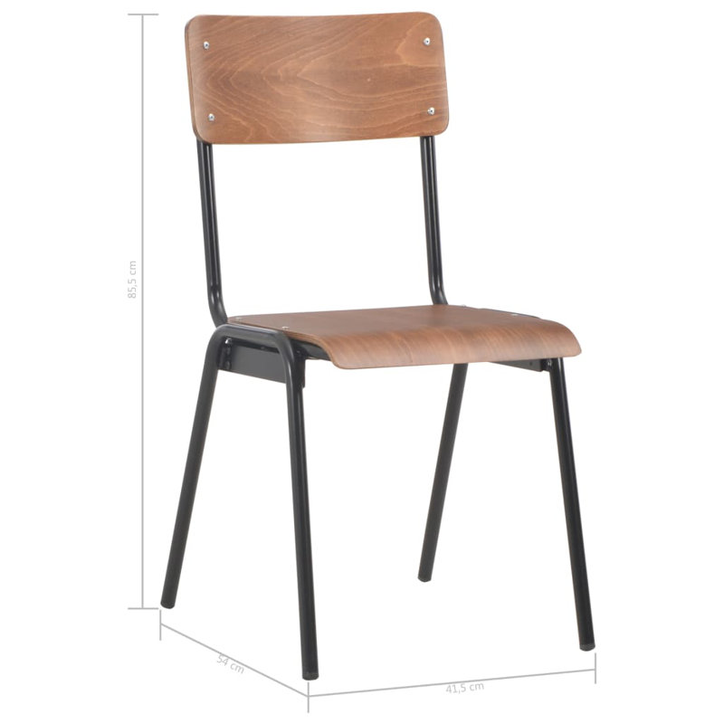 Wolfgang 46cm H Metal Stacking Side Chair in Brown, Brown/Black, 6